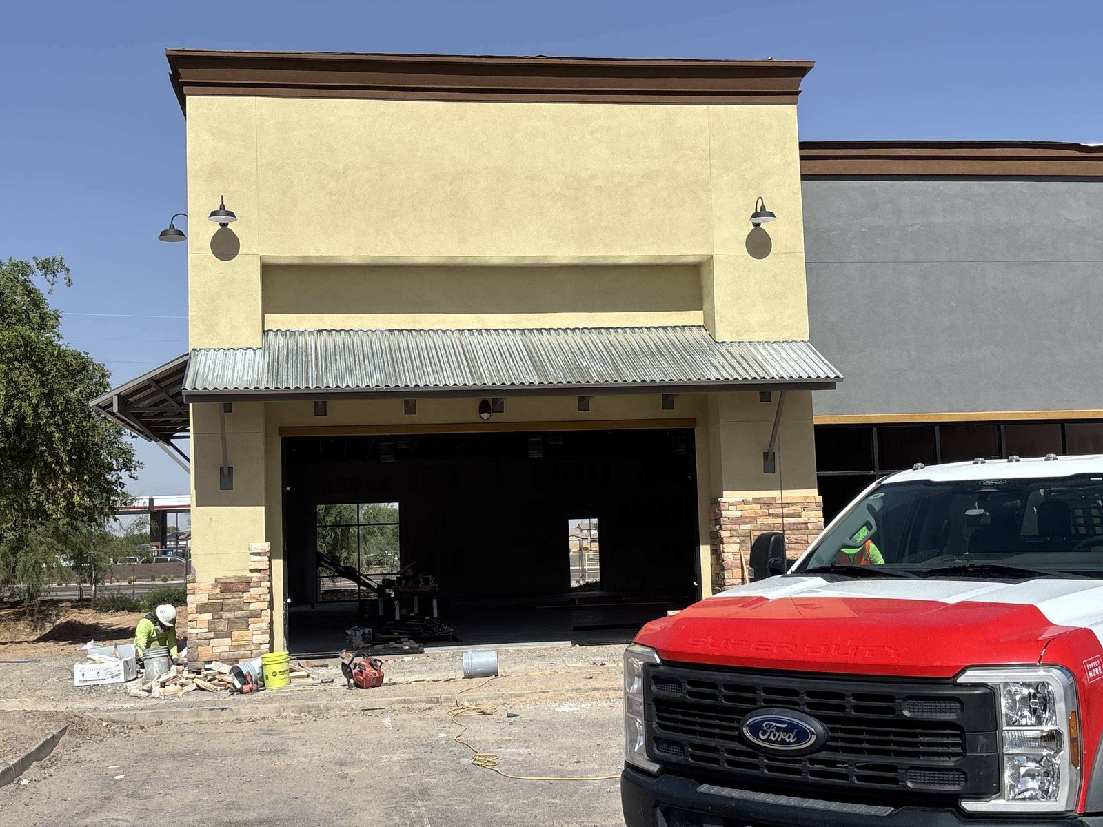 Corrugated entrance awning