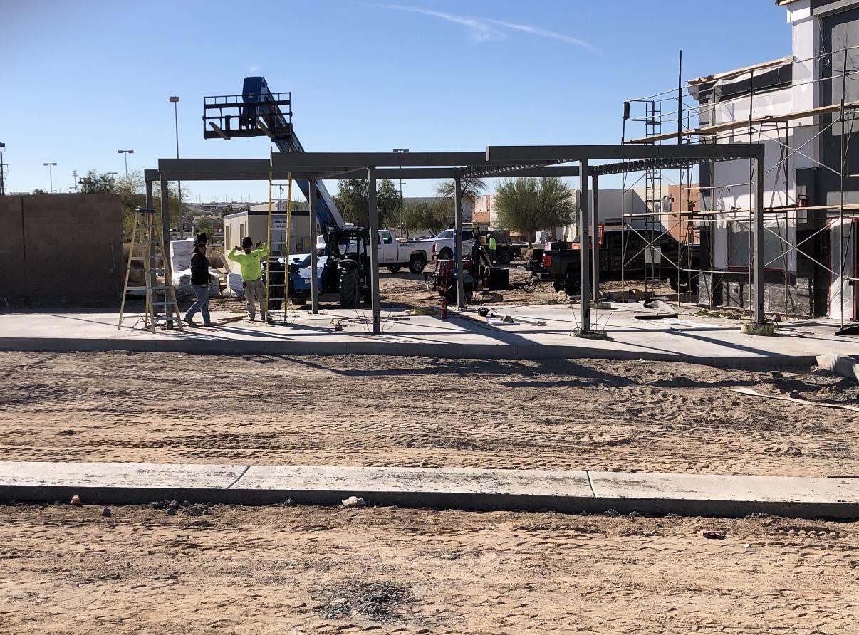 Canopy posts and beam installation