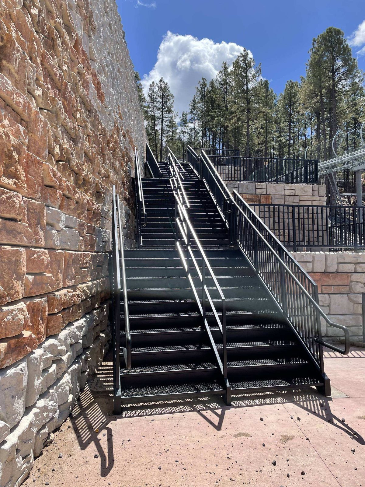 Exterior steel stair and guardrails