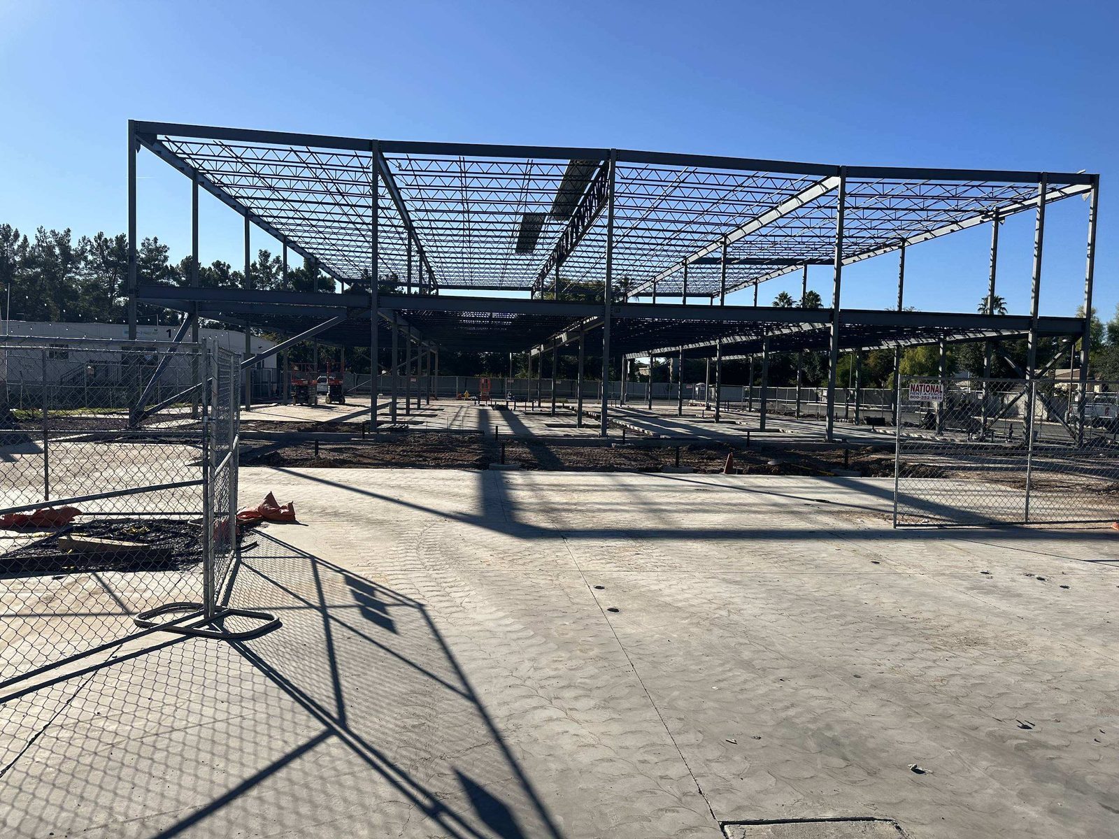 Structural steel frame and roof joists