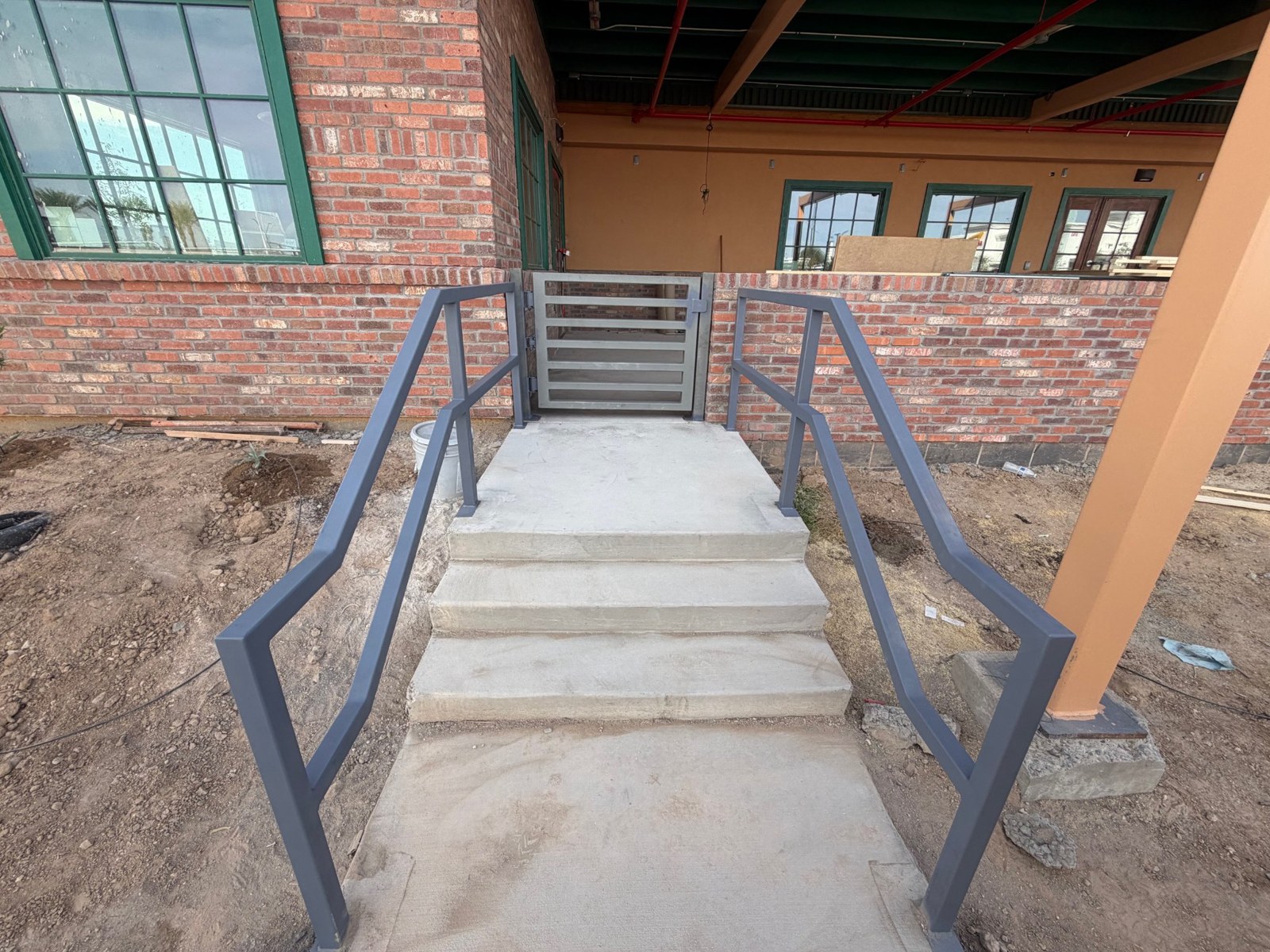 Entry stairs and steel handrails